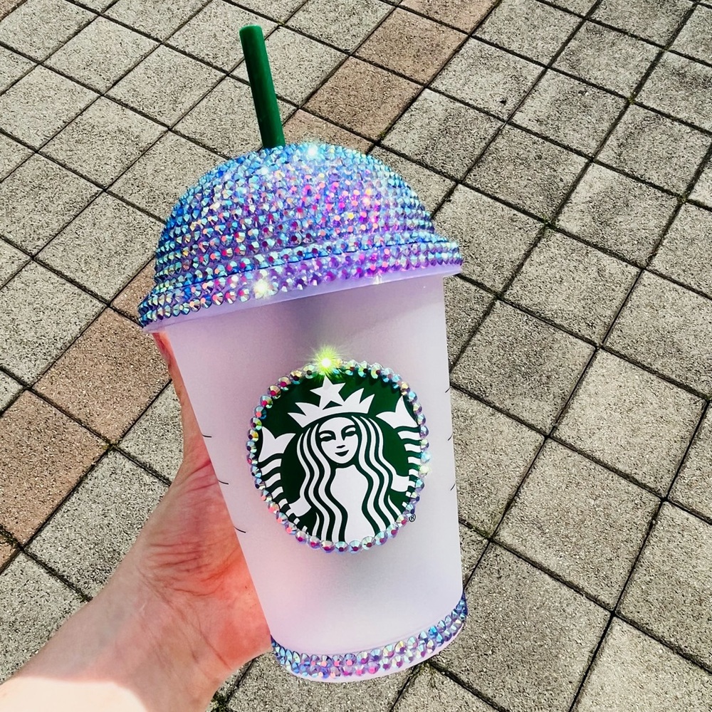 NWOT Starbucks Bling Rhinestone Glittering Purple  Tumbler